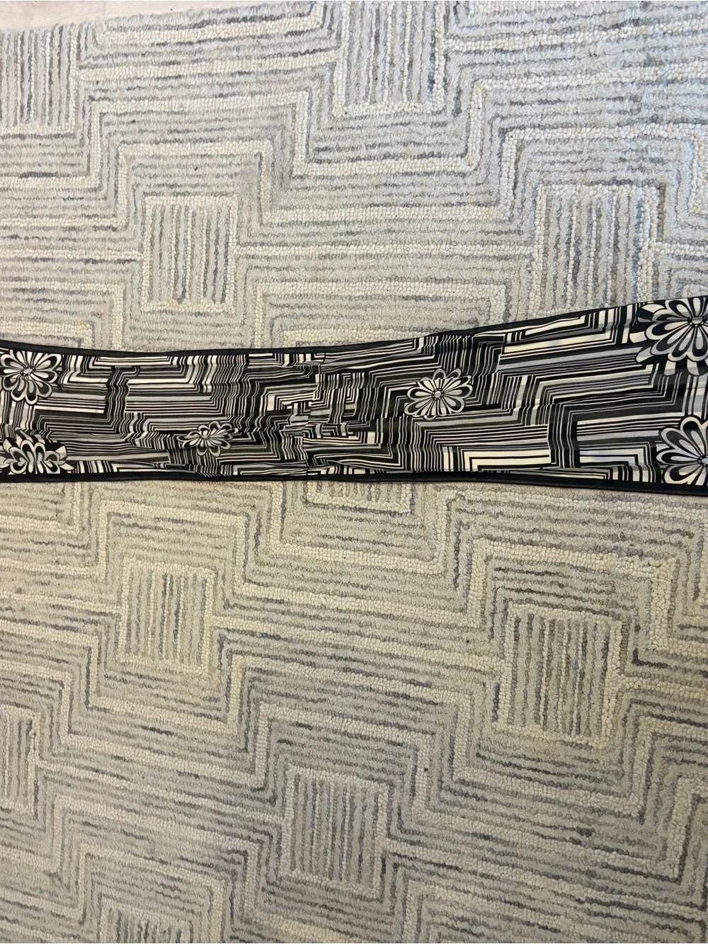 Anne Klein Silk Black &White Floral Graphic Scarf